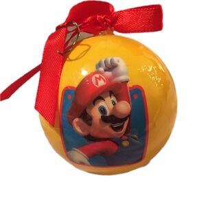 Mario Yellow Ornament with Red Ribbon